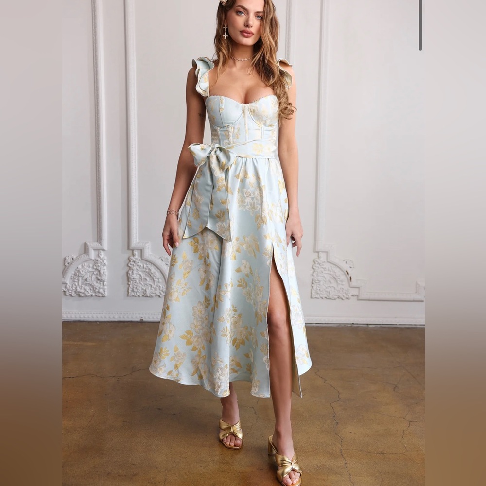 V. Chapman - The Vera Dress in Ballad Blue Baroque Floral - Size 6 (NWT)